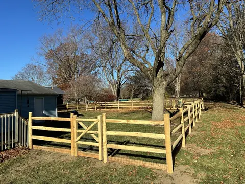 Wood rail fence and gate