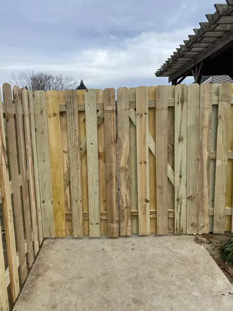Shadowbox wood fence and gate