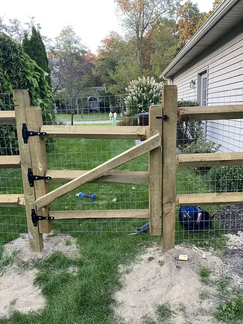 Wood rail fence and gate