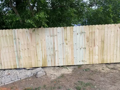 Wood privacy fencing