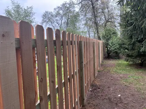 Wood picket fencing