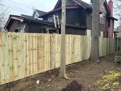 Wood privacy fencing