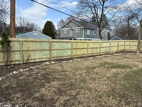 Wood privacy fence, viewed from the rail side