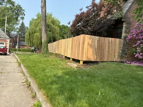 Wood privacy fencing